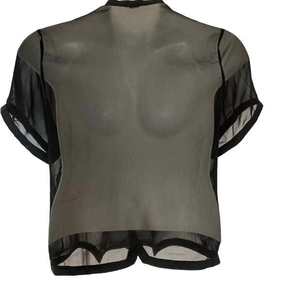 Helmut Lang Women's Black Allover Sheer Blouse  Sz: Small - Picture 4 of 5